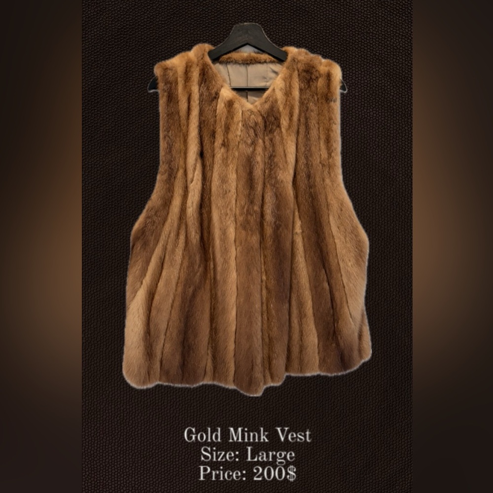 Gold Mink Fur Vest - Women's Luxury Sleeveless Coat
